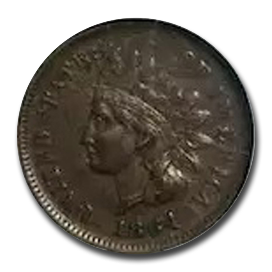 1864 (None) Phil Indian Head Penny L on Ribbon Value | BN - APMEX